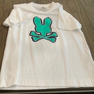 Psycho Bunny Kids T shirt Size Large 14/16 White with Green and Black Bunny